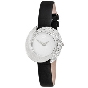 ARS Damen Armbanduhr 750 Gold Weigold mit 34 Diamanten schwarzes Lederband