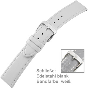 Uhrenarmband Ladies 20 mm Kalbsleder wei mit Schliee aus Edelstahl