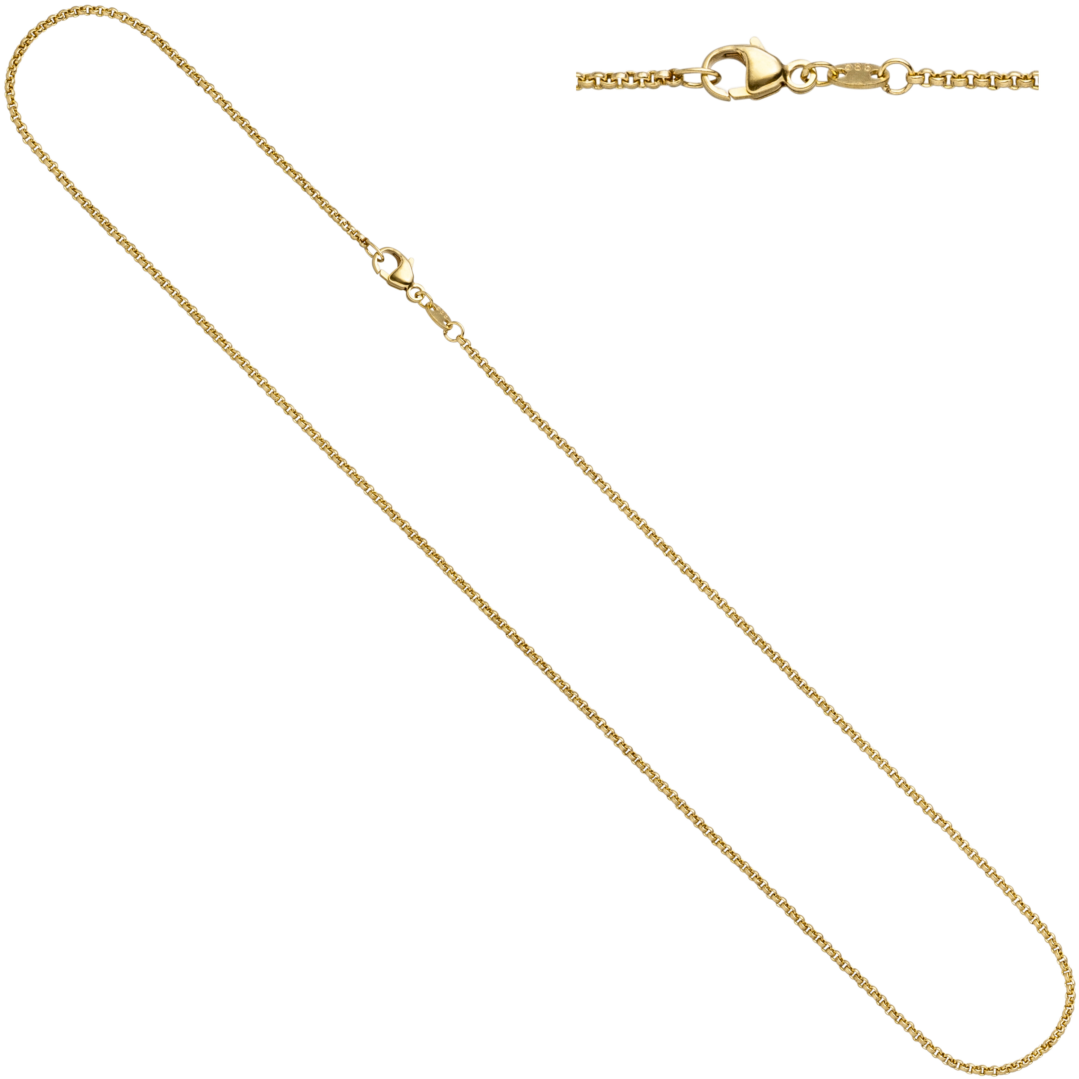 Zopfkette 585 Gelbgold 1,6 mm 50 cm Gold Kette Halskette Karabiner