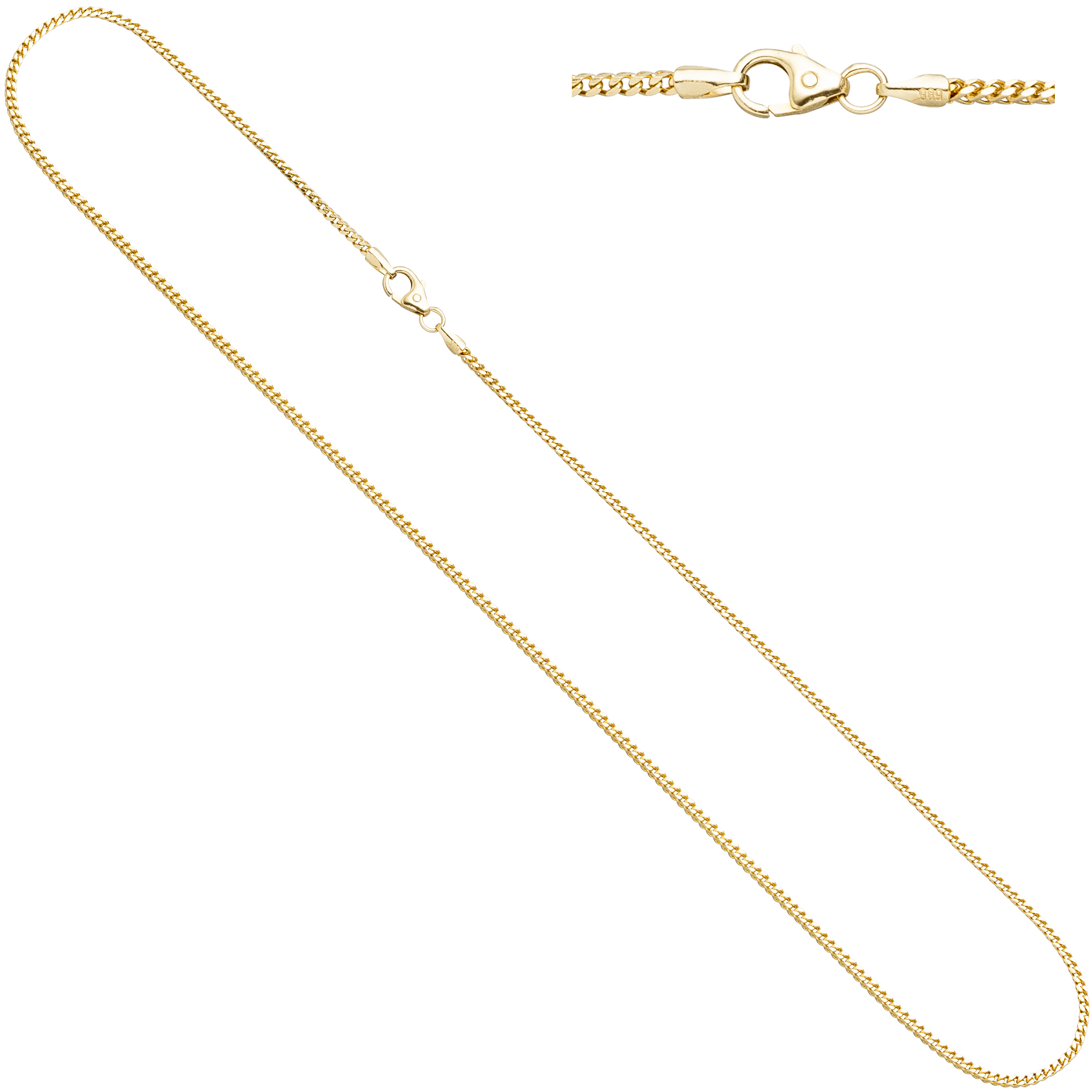 Ankerkette 333 Gelbgold diamantiert 1,2 mm 42 cm Gold Kette Halskette Karabiner
