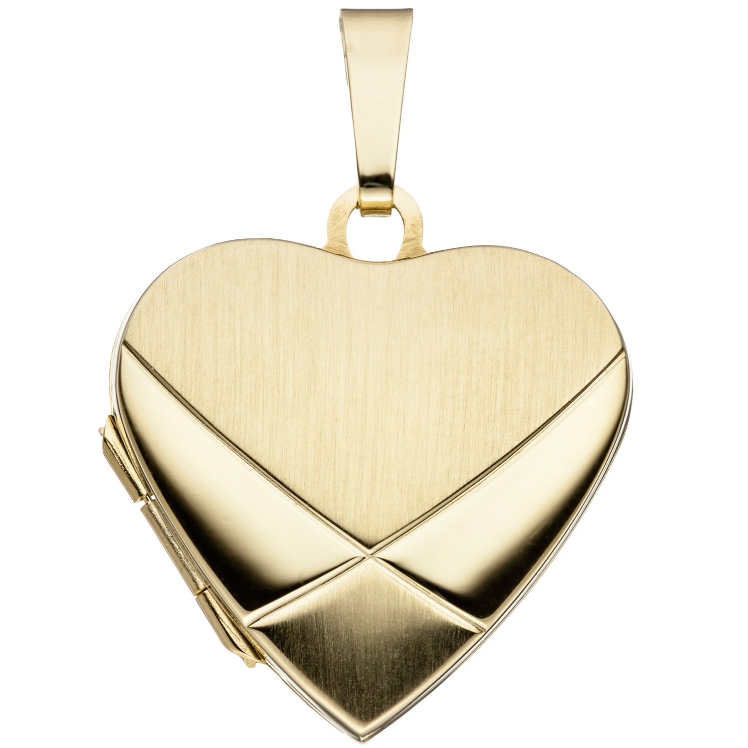 Medaillon Herz 585 Gold Gelbgold teilmattiert