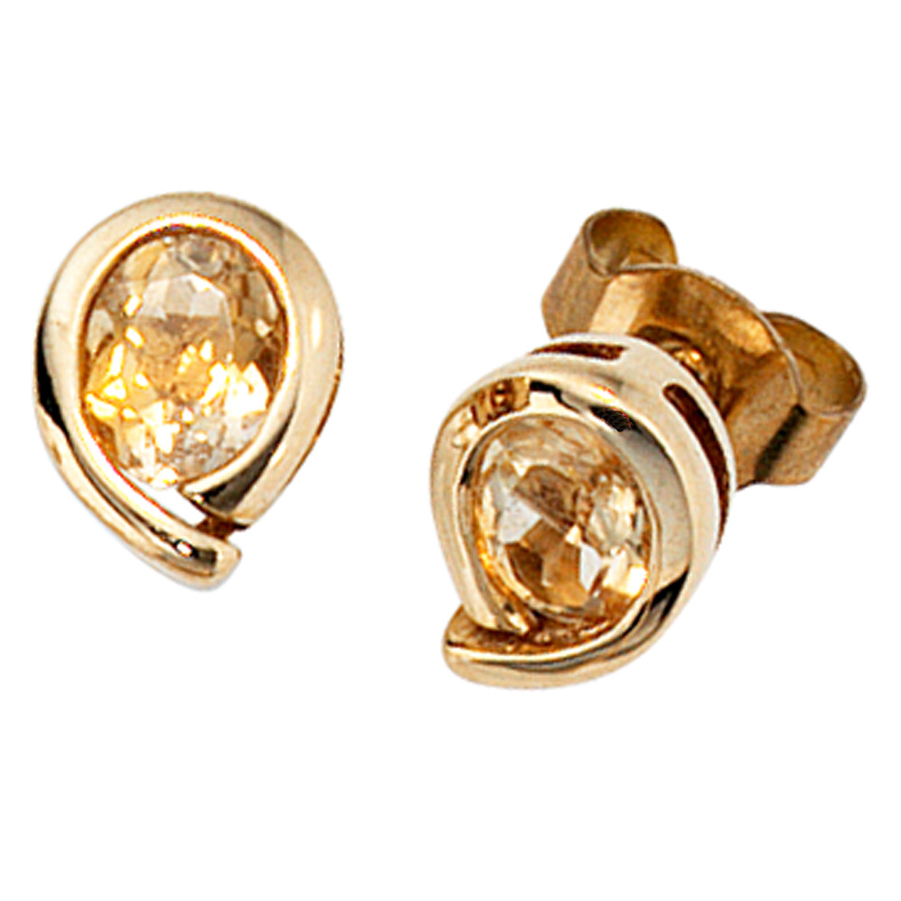 Ohrstecker 333 Gold Gelbgold 2 Citrine Ohrringe