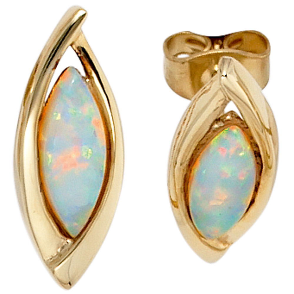 Ohrstecker 585 Gold Gelbgold teilrhodiniert 2 Rubine rot Ohrringe