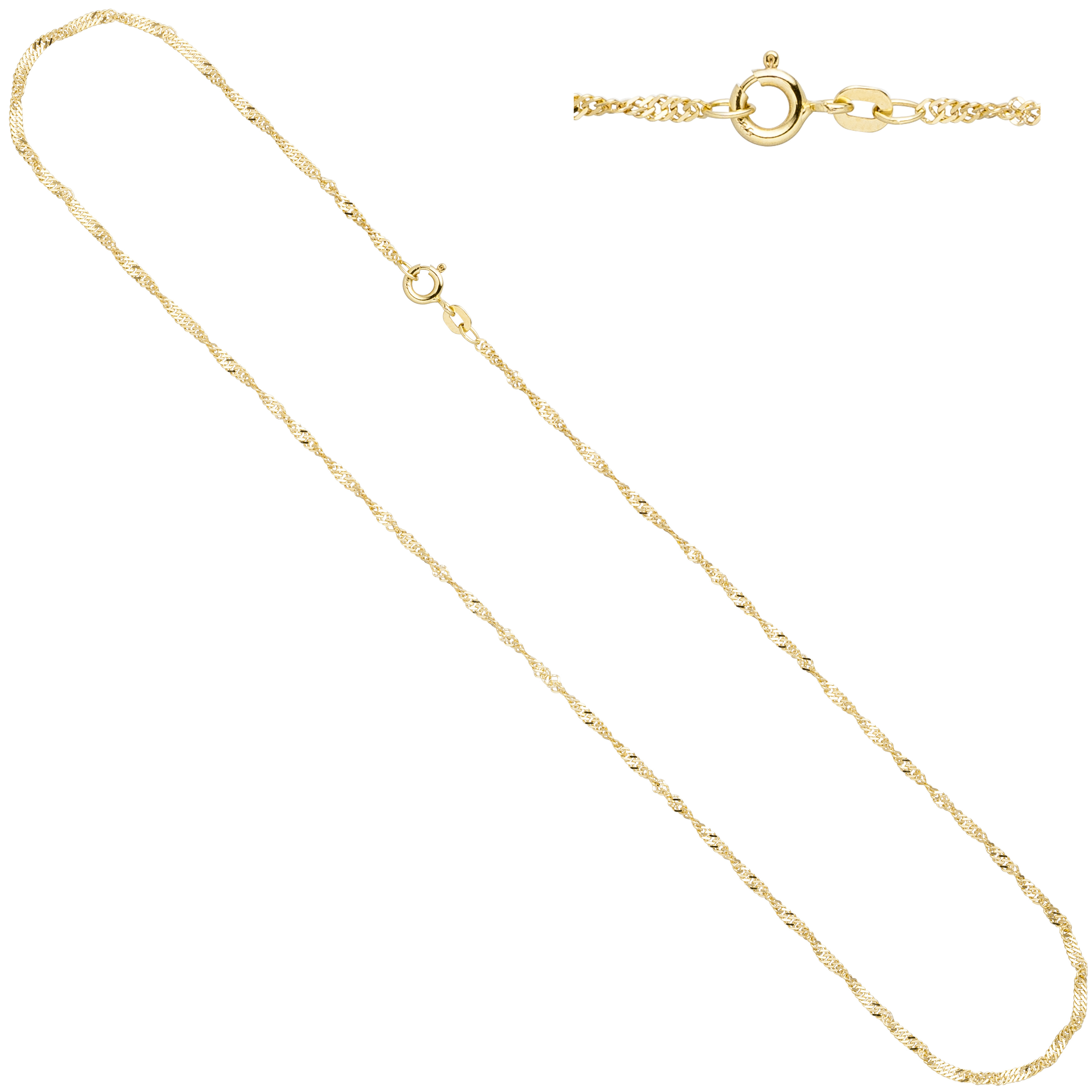 Singapurkette 333 Gelbgold 1,8 mm 45 cm Gold Kette Halskette Federring