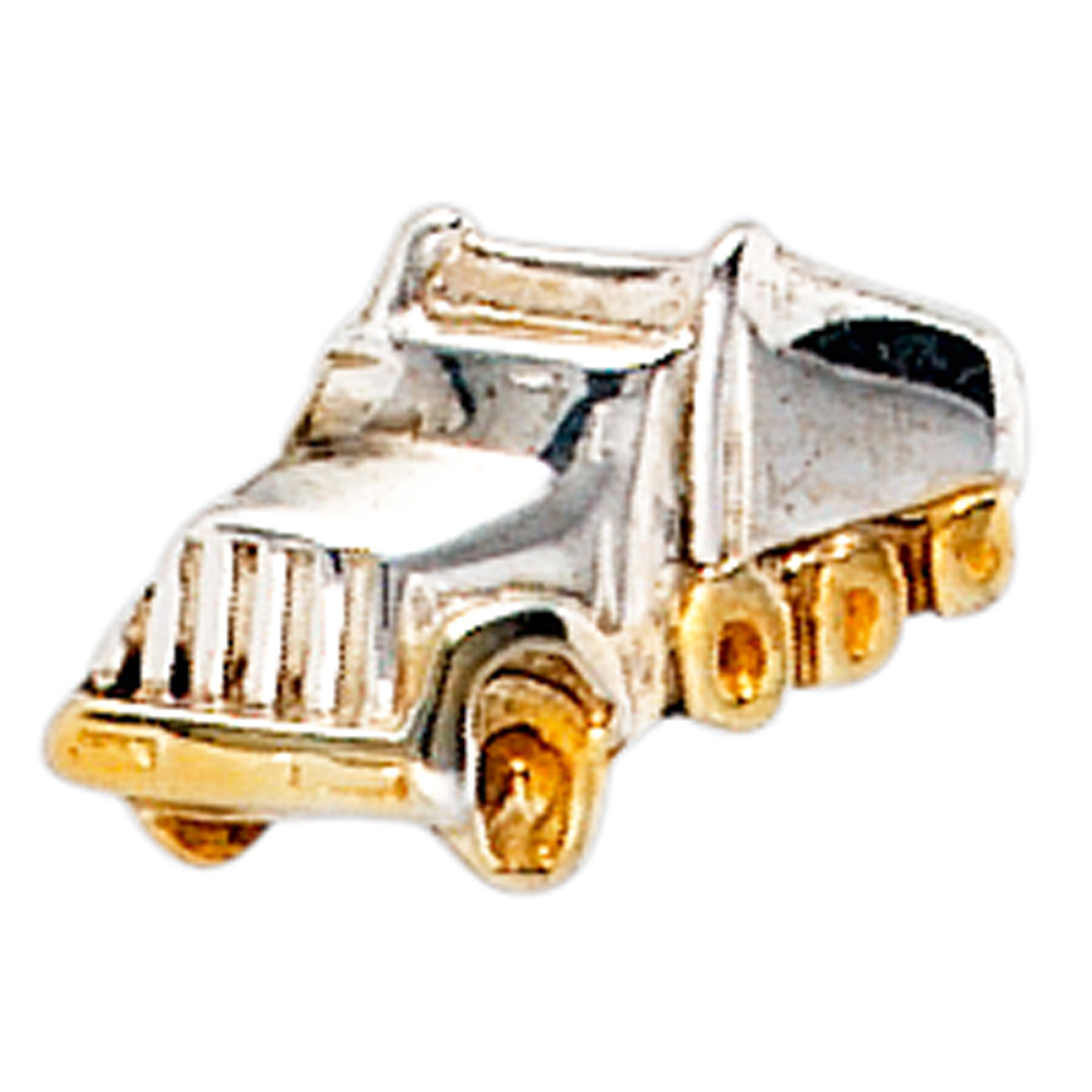 Einzel-Ohrstecker LKW 925 Sterling Silber rhodiniert teilvergoldet