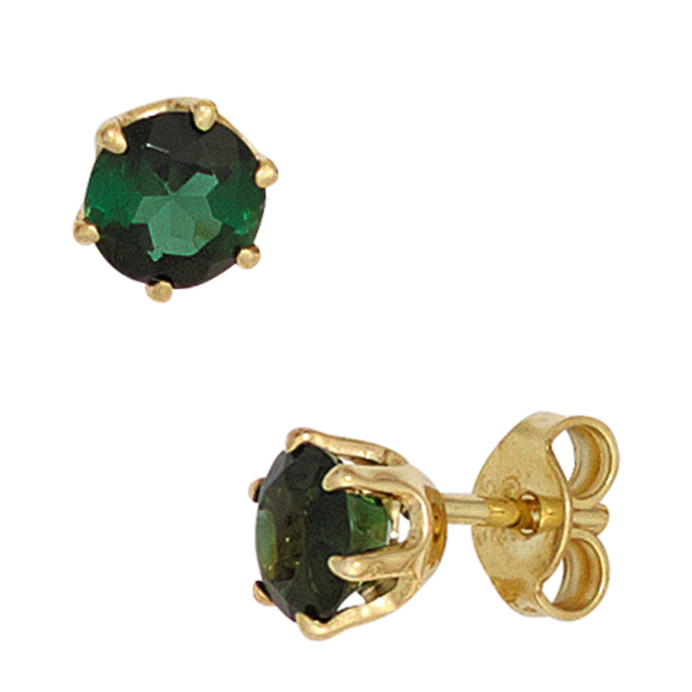 Ohrstecker 585 Gold Gelbgold 2 gr�ne Turmaline Ohrringe