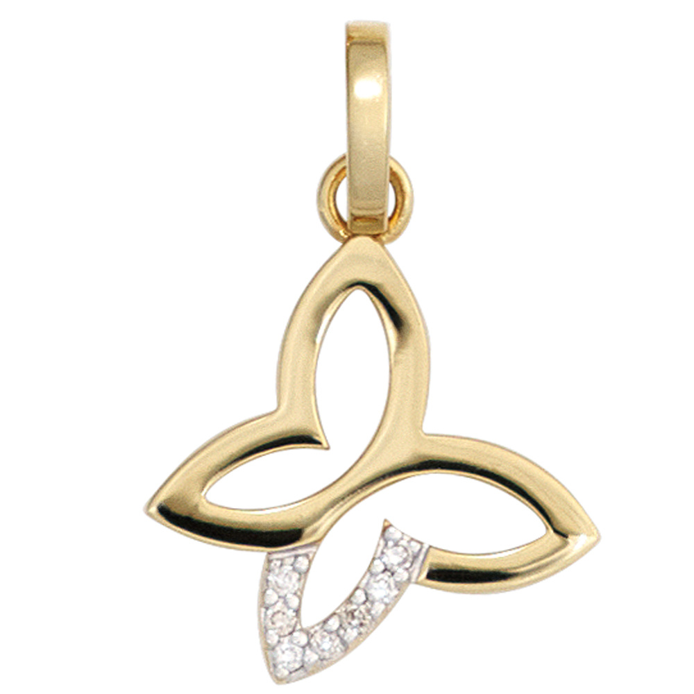Anh�nger 333 Gold Wei�gold 1 S��wasser Perle 2 Diamanten Brillanten 0,01ct.