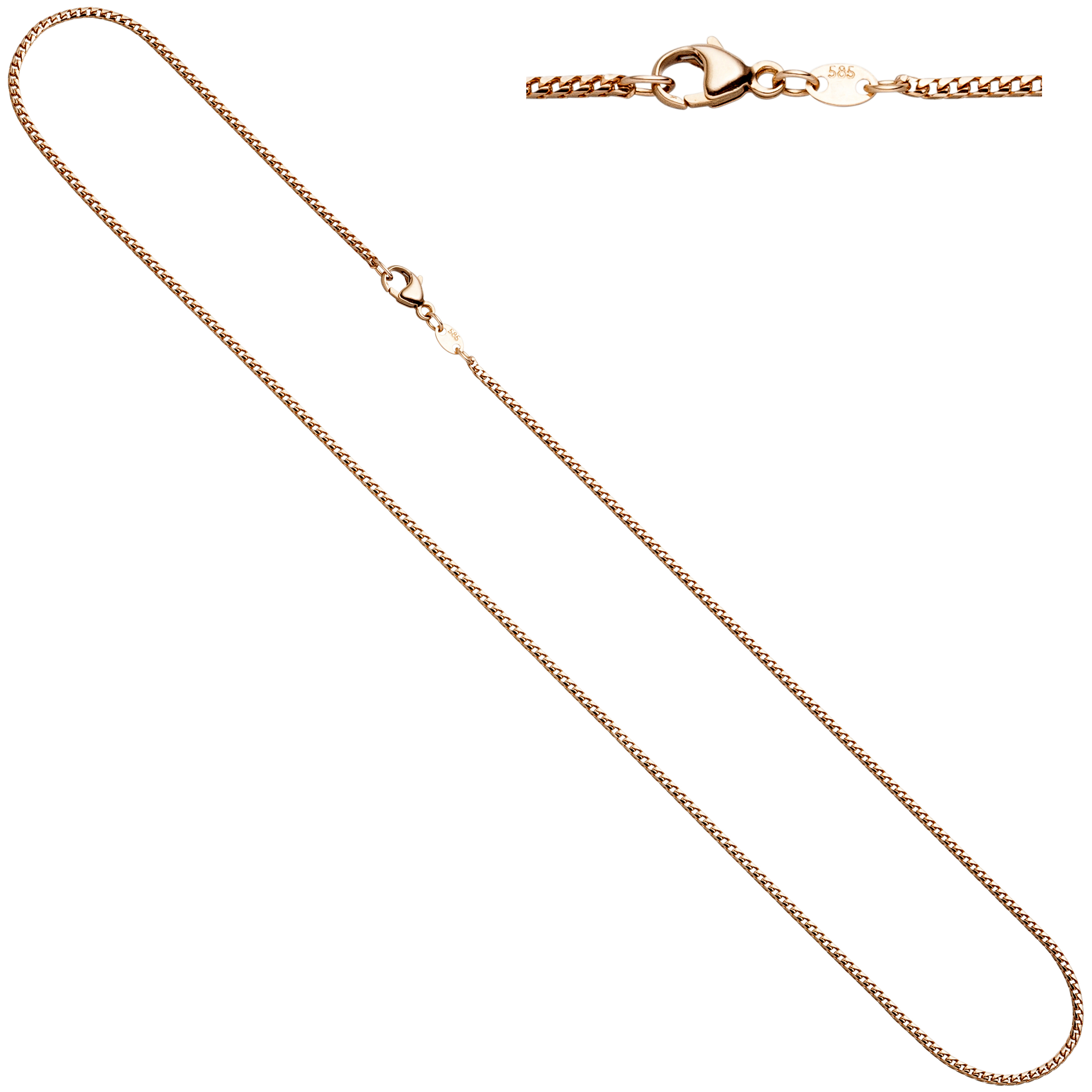Zopfkette 333 Weißgold 1,0 mm 38 cm Gold Kette Halskette Karabiner