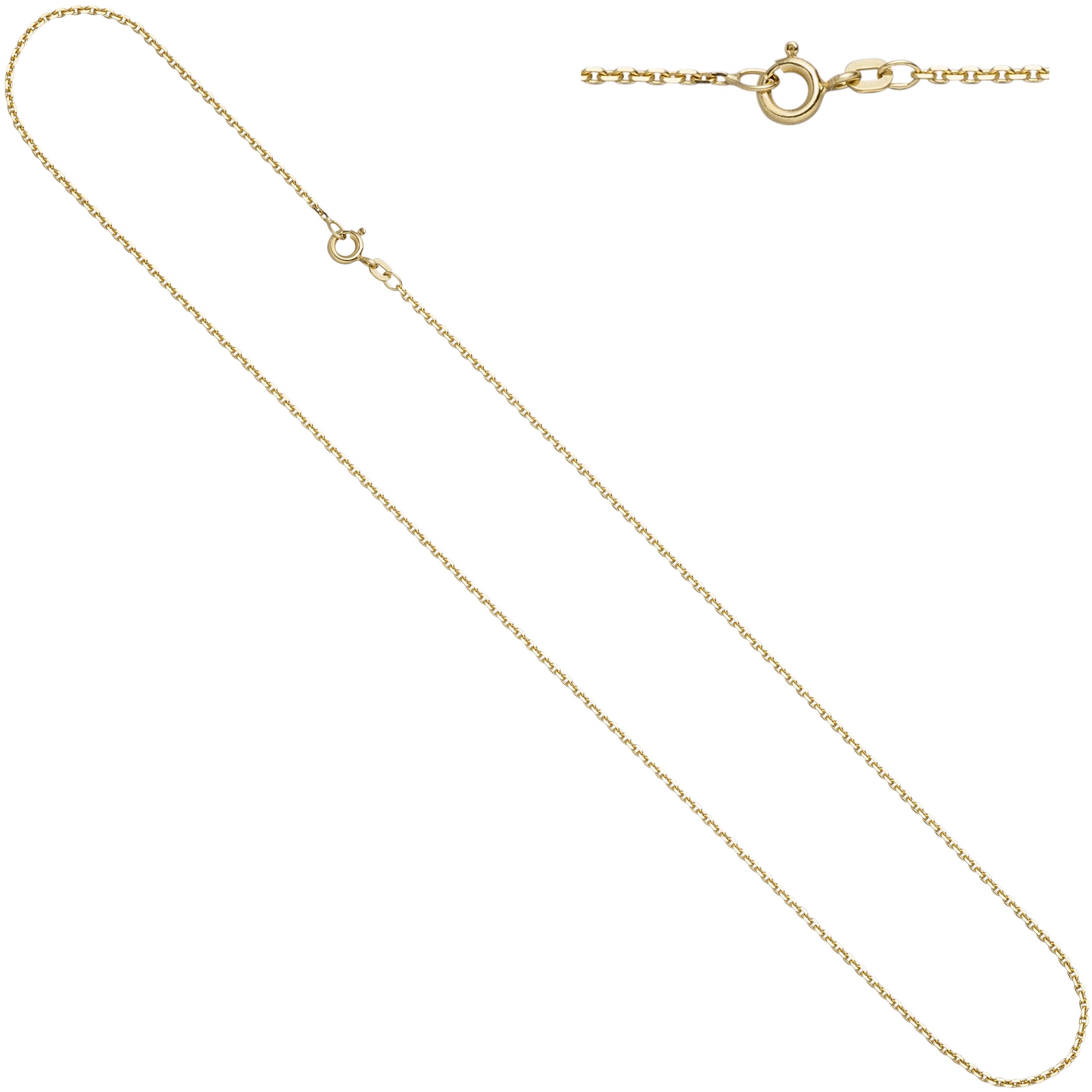 Ankerkette 585 Gelbgold 1,2 mm 38 cm Gold Kette Halskette Federring