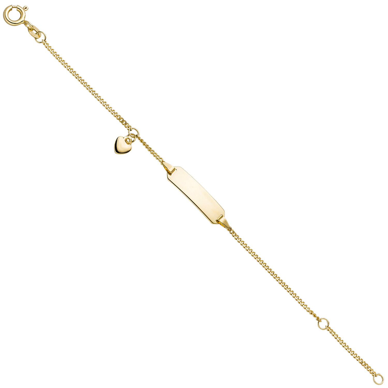 Schildband Herz 585 Gold Gelbgold 14 cm Gravur Armband Federring