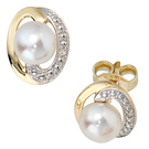 Ohrstecker 585 Gold Gelbgold 2 Diamanten Brillanten 2 Swasser Perlen Ohrringe