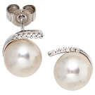Ohrstecker 585 Gold Weigold 12 Diamanten Brillanten 2 Swasser Perlen Ohrringe