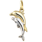 Kinder Anhnger Delfin Delfine 333 Gold bicolor Kinderanhnger Delfinanhnger
