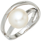 Damen Ring 925 Sterling Silber rhodiniert 1 Swasser Perle Perlenring