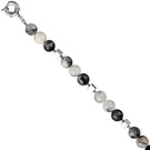 Collier Edelsteinkette Rutilquarz mit Hmatin 45 cm Halskette Kette grau