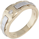 Herren Ring 585 Gold Gelbgold Weigold bicolor 1 Diamant Brillant Herrenring