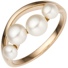 Damen Ring 585 Rotgold Rosegold 4 Swasser Perlen Perlenring Rosegoldring