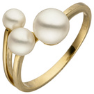 Damen Ring 585 Gold Gelbgold 3 Swasser Perlen Perlenring