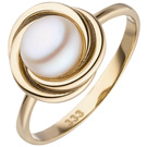 Damen Ring 333 Gold Gelbgold 1 Swasser Perle Perlenring
