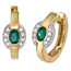 Creolen 585 Gold Gelbgold bicolor 16 Diamanten 2 Smaragde grün Ohrringe