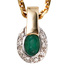 Anhänger oval 585 Gold Gelbgold bicolor 8 Diamanten Brillanten 1 Smaragd