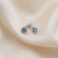 Ohrstecker rund 925 Sterling Silber rhodiniert 2 Zirkonia hellblau blau Ohrringe
