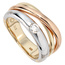 Damen Ring 585 Gold dreifarbig tricolor 1 Diamant Brillant 0,15ct. Goldring