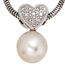 Anhänger Herz 585 Gold Weißgold 1 Süßwasser Perle 10 Diamanten Perlenanhänger