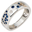 Damen Ring 585 Gold Weigold 13 Diamanten Brillanten 0,10ct. 15 Safire blau