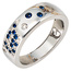 Damen Ring 585 Gold Weißgold 13 Diamanten Brillanten 0,10ct. 15 Safire blau