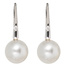 Boutons 585 Gold Weißgold 2 Süßwasser Perlen 2 Diamanten Ohrringe Ohrhänger