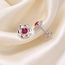 Kinder Ohrstecker Blume 925 Silber 2 Glassteine rot Ohrringe Kinderohrringe