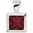 Anhänger quadratisch 925 Sterling Silber rhodiniert 1 Zirkonia rot
