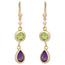 Boutons 585 Gold Gelbgold 2 Amethyste lila 2 Peridote grün Ohrringe Ohrhänger