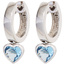 Kinder Creolen Herz 925 Sterling Silber 2 Zirkonia blau Ohrringe Kinderohrringe