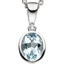Anhänger oval 585 Gold Weißgold 1 Aquamarin blau hellblau 1 Diamant 0,01ct.