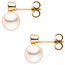 Ohrstecker 333 Gold Gelbgold 2 Süßwasser Perlen 2 Zirkonia Ohrringe