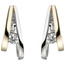 Creolen 925 Sterling Silber bicolor vergoldet 2 Zirkonia Ohrringe