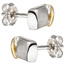 Ohrstecker 925 Sterling Silber bicolor vergoldet matt 2 Zirkonia Ohrringe