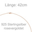 Halsreif 925 Sterling Silber rotgold vergoldet 1,1 mm 42 cm Kette Halskette