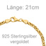 Königsarmband 925 Sterling Silber gold vergoldet diamantiert 21 cm Armband