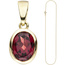 Anhänger oval 333 Gold Gelbgold 1 Granat mit Kette 50 cm Granatanhänger