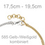Armband 2-reihig 585 Gold Gelbgold Weißgold bicolor 18 Diamanten 19,5 cm