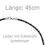 Collier Anker aus Leder und Edelstahl teil schwarz beschichtet 45 cm