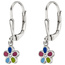 Kinder Ohrhänger Blume 925 Sterling Silber 2 Zirkonia Ohrringe Kinderohrringe