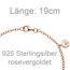 Armband 925 Sterling Silber rotgold vergoldet 3 Zirkonia 19 cm
