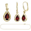 Schmuck-Set 333 Gold Gelbgold 3 Granate rot Ohrringe und Kette 45 cm