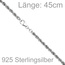 Kordelkette 925 Silber massiv 45 cm Kette Halskette Silberkette Karabiner