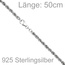 Kordelkette 925 Silber massiv 50 cm Kette Halskette Silberkette Karabiner