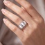 Damen Ring 925 Sterling Silber 15 Zirkonia und weiße Emaille-Einlage